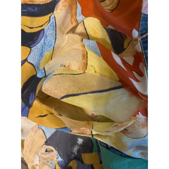 AS IS Silk Club Mens Graphic Shirt Polynesian Inspired Fabric Project Repurpose - Picture 11 of 14